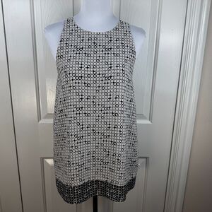 Max Studio Women Halter Top Size Small  Geometric Print Black Beige Sleeveless